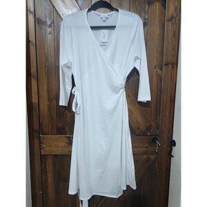LuLaRoe Womens Michelle White True Wrap Dress V Neck Stretch Size XL